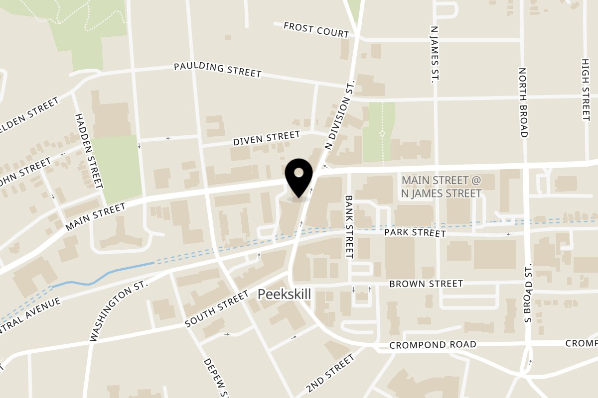 Map showing the location of Whiskey River NY on 38 N Division St in Peekskill